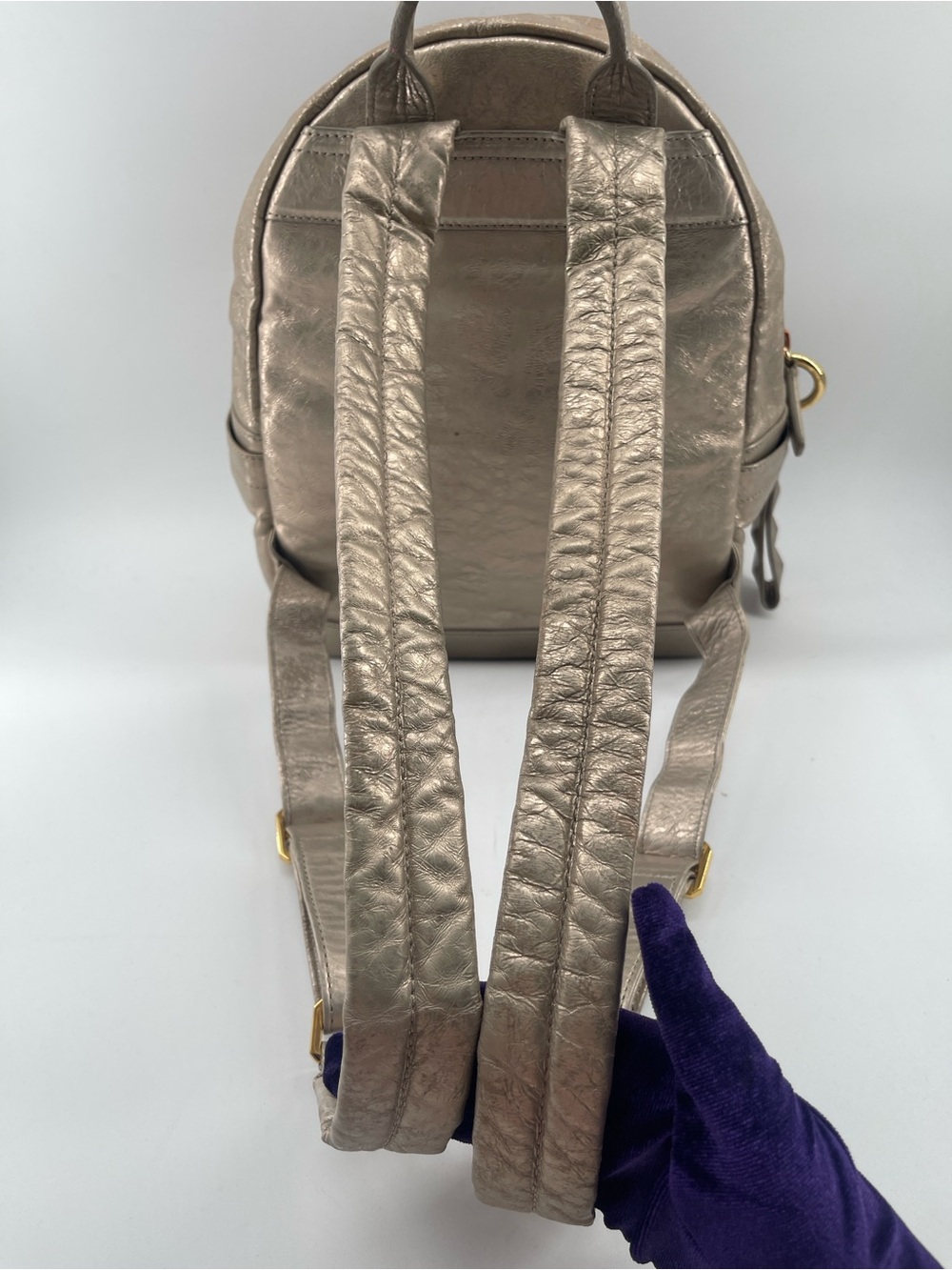 MCM Rucksack Metalic Gold Backpack - Picture 8 of 15